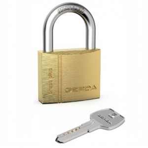 product photo Kłódka Gerda mosiężna BRASS PLUS  KMKN S60 klucz symetryczny nawiercany /blister/